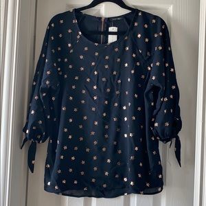 NWT Navy top with rose gold leaves / Stitch Fix